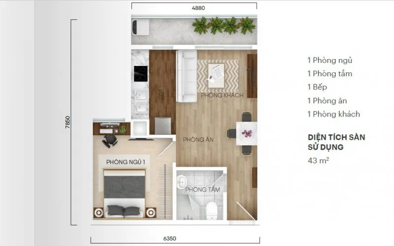 căn hộ 1 phòng ngủ central residence gamuda